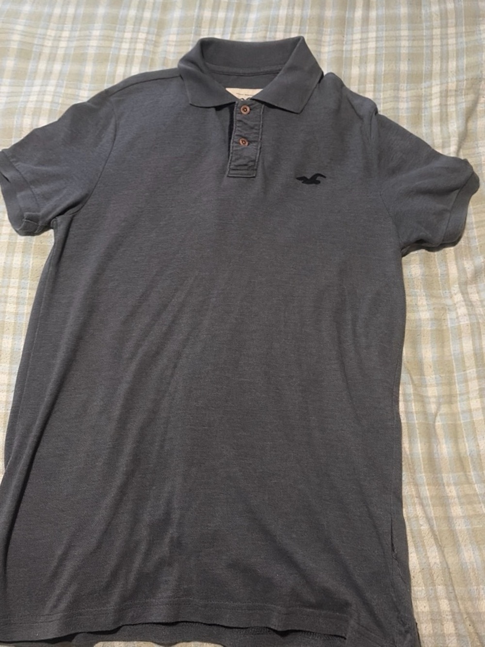 Hollister Men's Charcoal Polo with Embroidered Logo